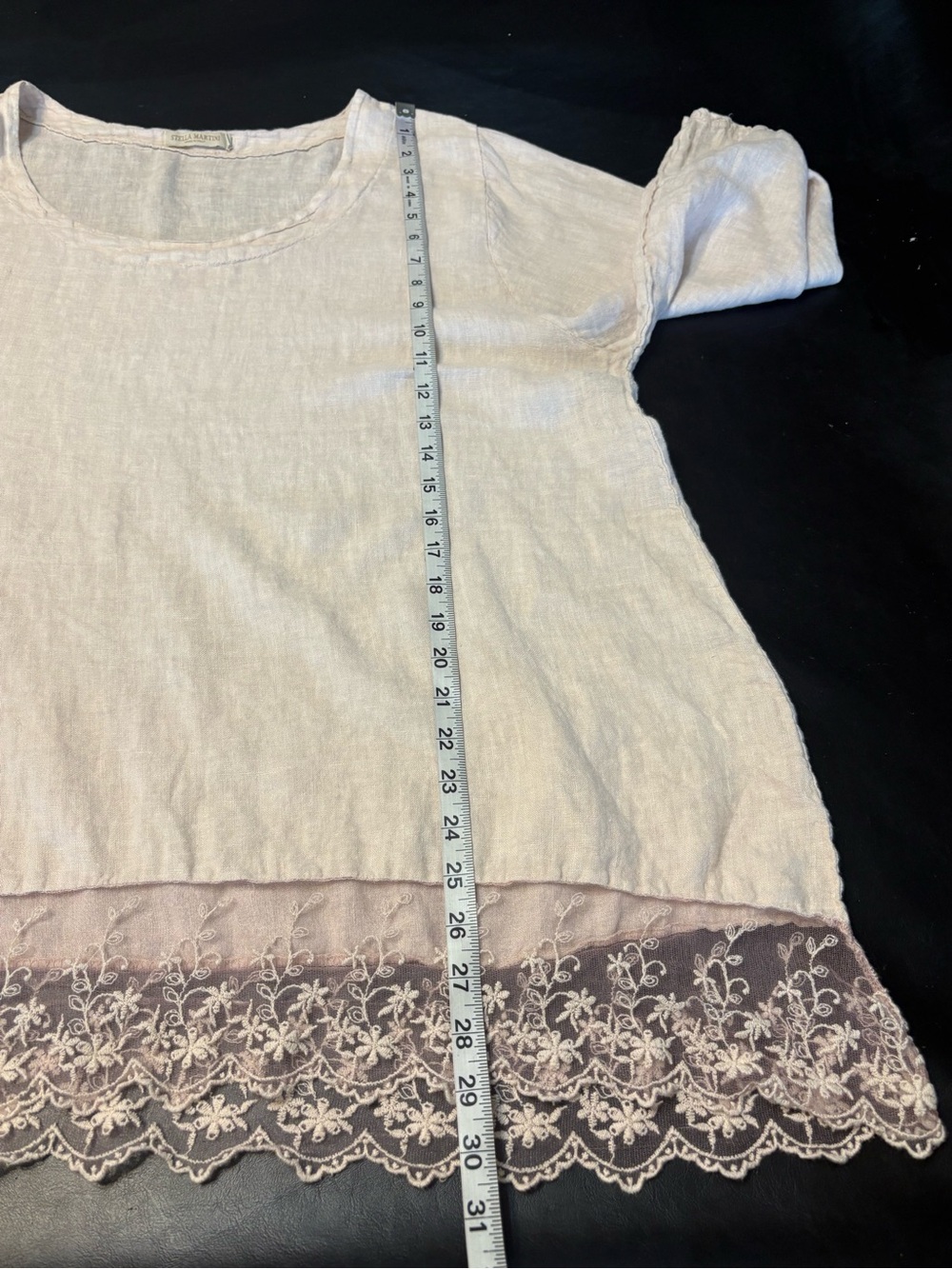 Stella Martini 1X Italian Linen Lace Tunic Blush Pink Lagenlook Boho Made Italy - Picture 11 of 12
